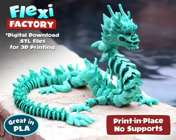 Flexi Print-in-place Imperial Dragon STL File for 3D Printing 