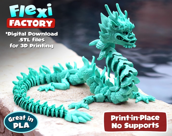 3d Printed Toy Articulating Flexi Dragon Imperial Dragon Etsy