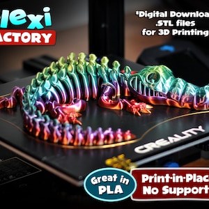 Cute Flexi Print-in-Place Crocodile - STL file for 3D Printing