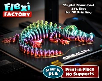 Cute Flexi Print-in-Place Crocodile - STL file for 3D Printing