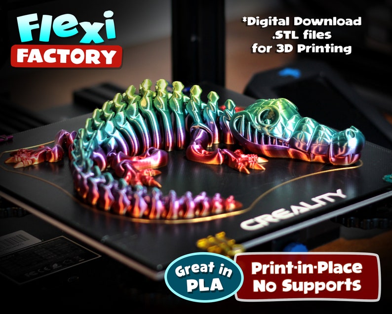 Cocodrilo Flexi Print-in-Place - Archivo STL y 3MF para impresión 3D