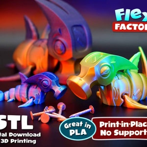 Flexi Factory Hammerhead Shark 3D STL and 3MF Files for printing!