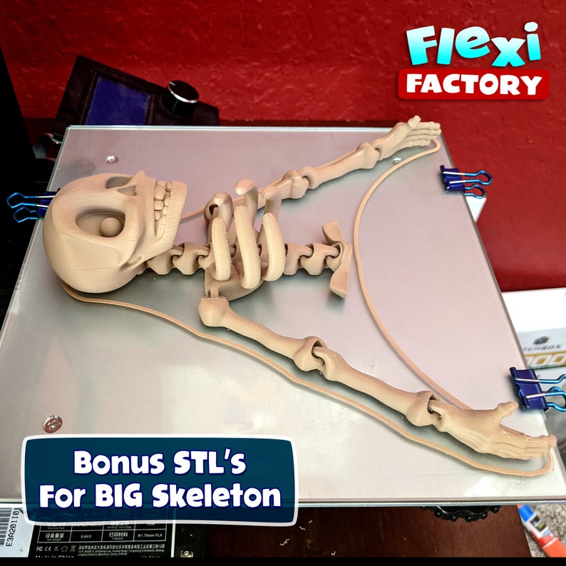 Cute Flexi actory Print-in-Place Skeleton STL for 3D Printing image 5