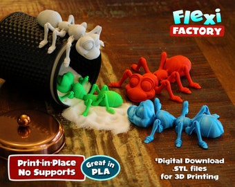 Cute Flexi Print-in-Place Ant - STL file for 3D Printing