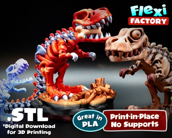 3D Printer Love - 3D Printed Jumping T. Rex Dino Chrome [credits:  Addiscamillo] via /r/3Dprinting