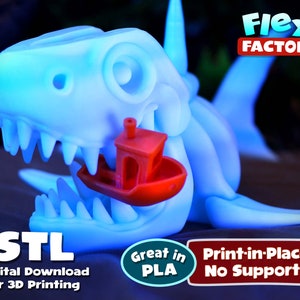 Flexi Factory Print-In-Place Skeleton shark 3D STL and 3MF Files for printing!