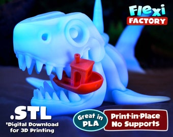 Flexi Factory Print-In-Place Skeleton shark 3D STL and 3MF Files for printing!