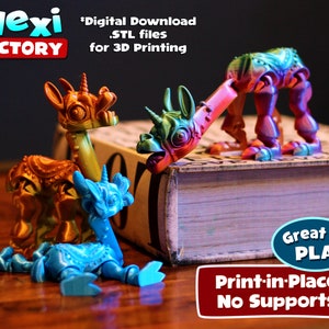 Flexi Print-in-place LLamacorn (LLama Unicorn) - STL Dateien für 3D Druck