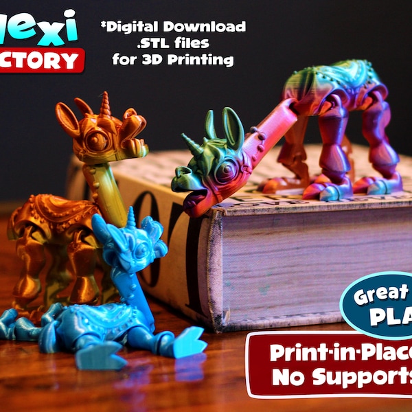 Flexi Print-in-place LLamacorn (LLama Unicorn) - STL files for 3D Printing