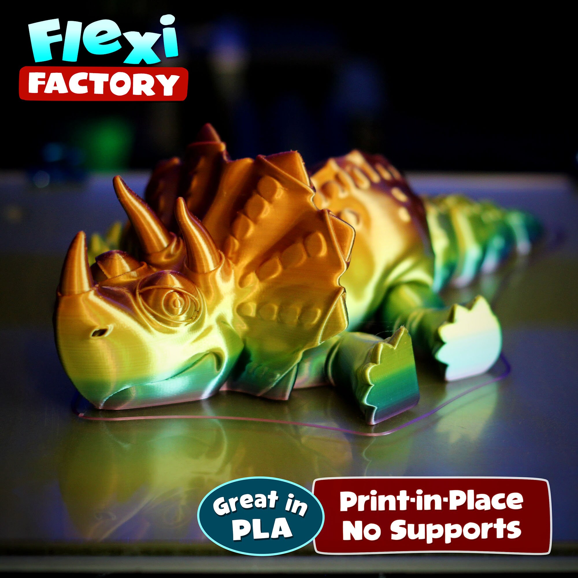 Cute Flexi Print-in-place Triceratops Dinosaur STL File for - Etsy