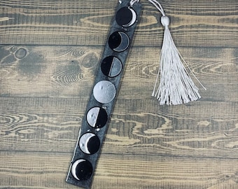 moon phases resin bookmark | phases of the moon gift for book lovers | witchy vibe bookmarker | personalized moon epoxy bookmark