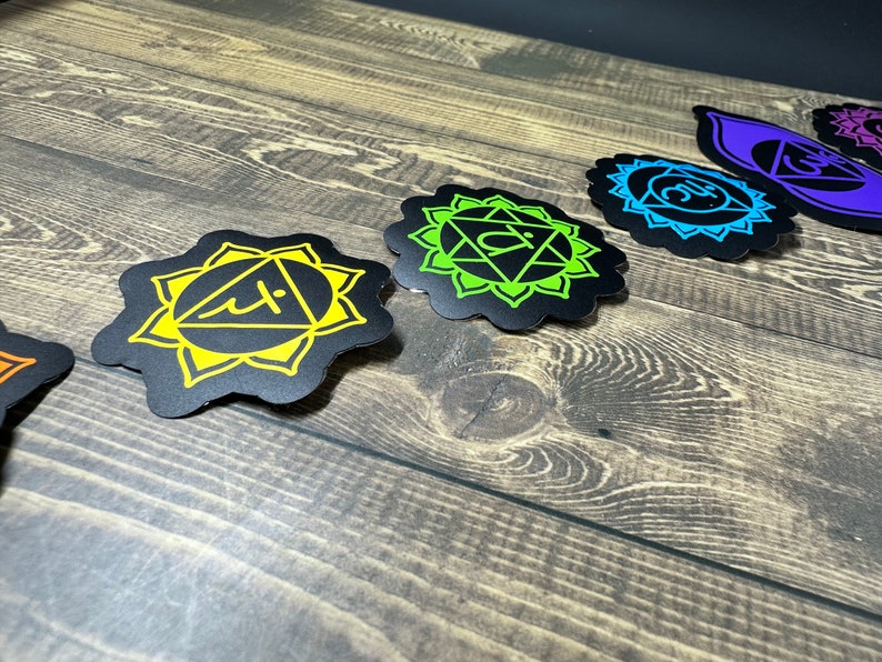 Rainbow Chakra Vinyl Stickers | Black Offset Chakra Sticker Set for ...