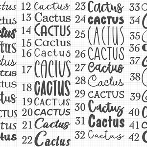 All words are the same width as pictured. However, fonts can vary in height. See other photos for close up of the fonts. If you would like to see a name or word written out in a specific font, please send me a message!