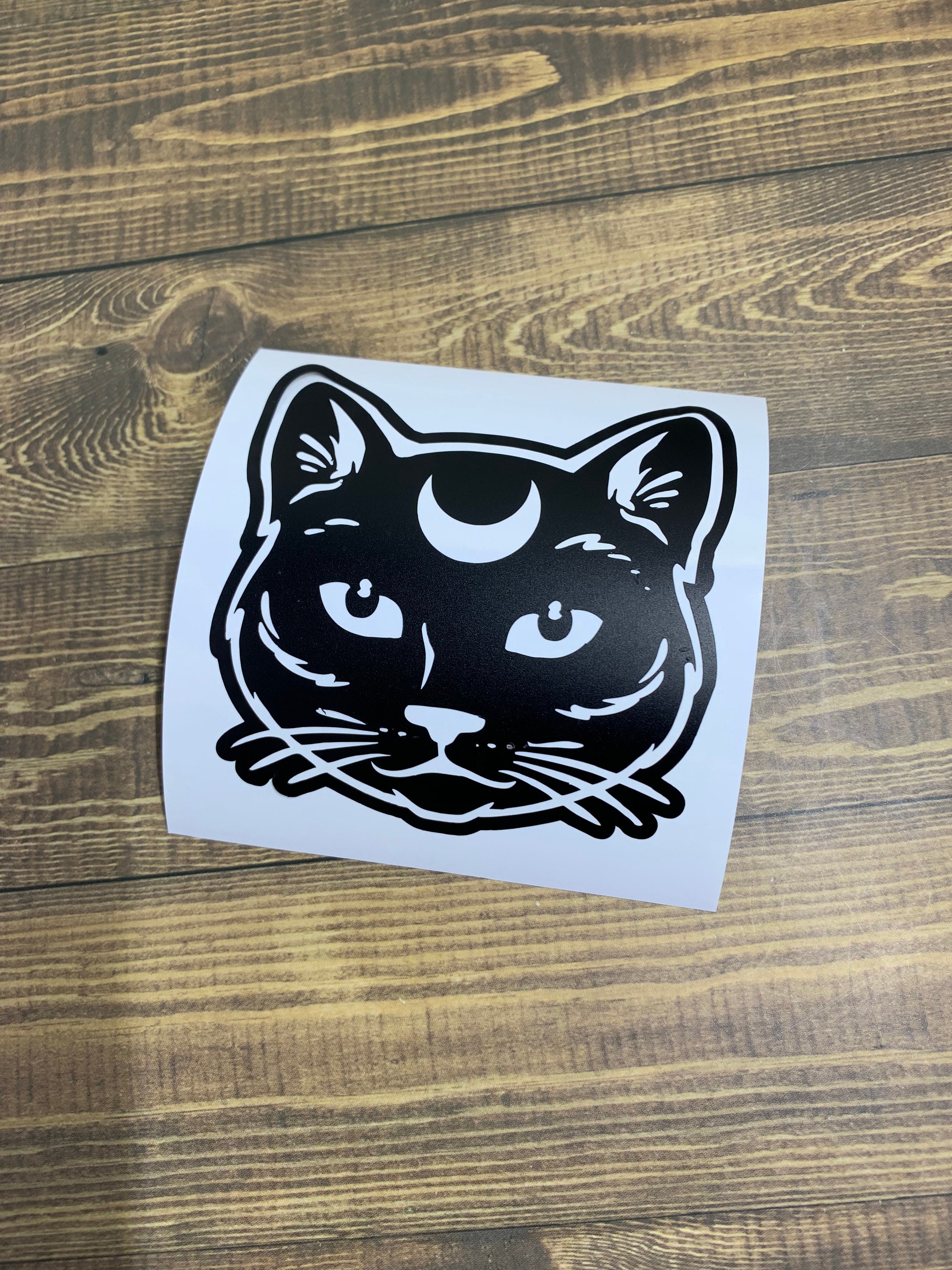 Holographic Kitty Vinyl Sticker | Occult Cat Permanent Decal | Black ...