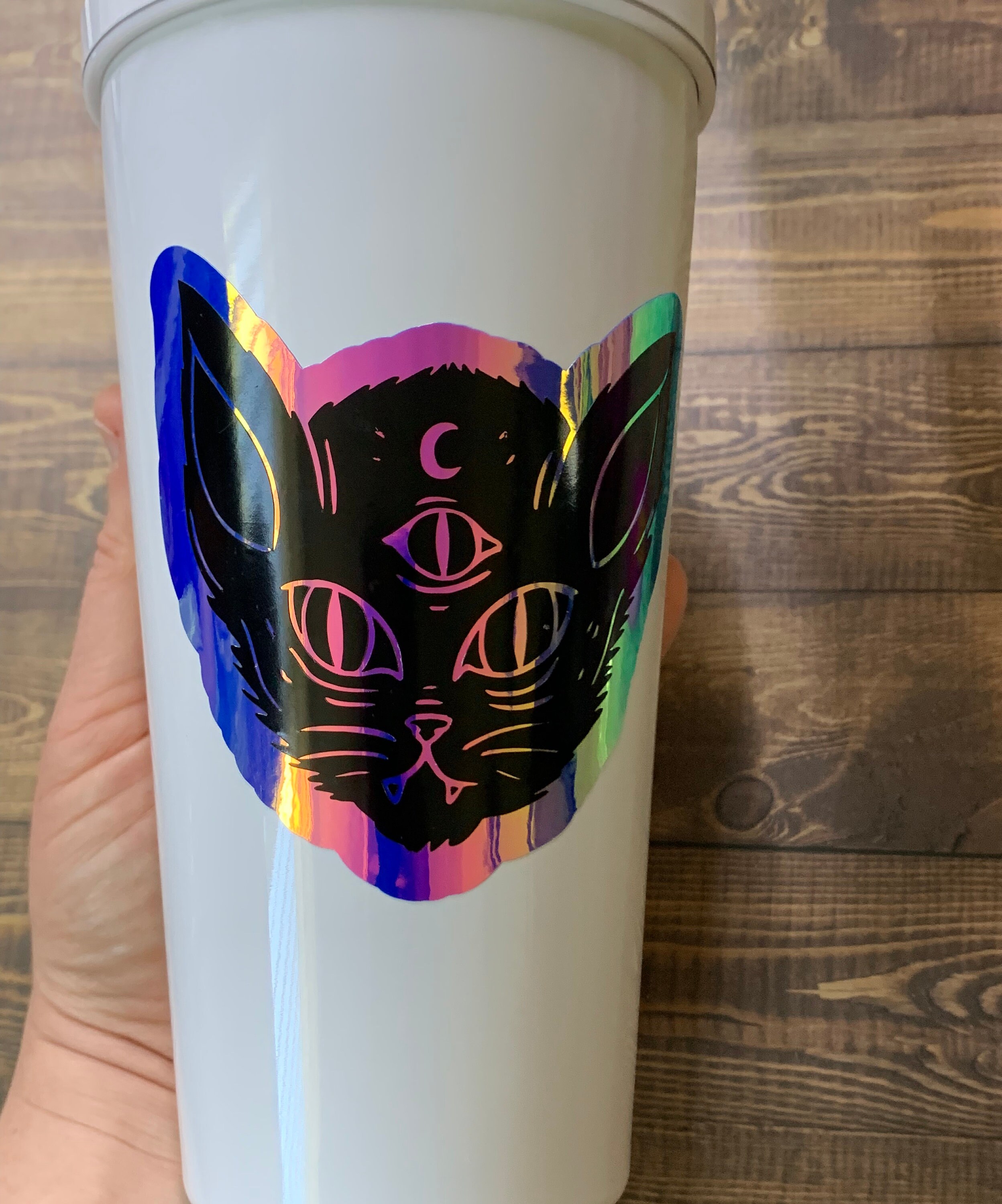 Holographic Occult Kitty Vinyl Sticker | Occult Cat Vinyl Decal | Magic ...