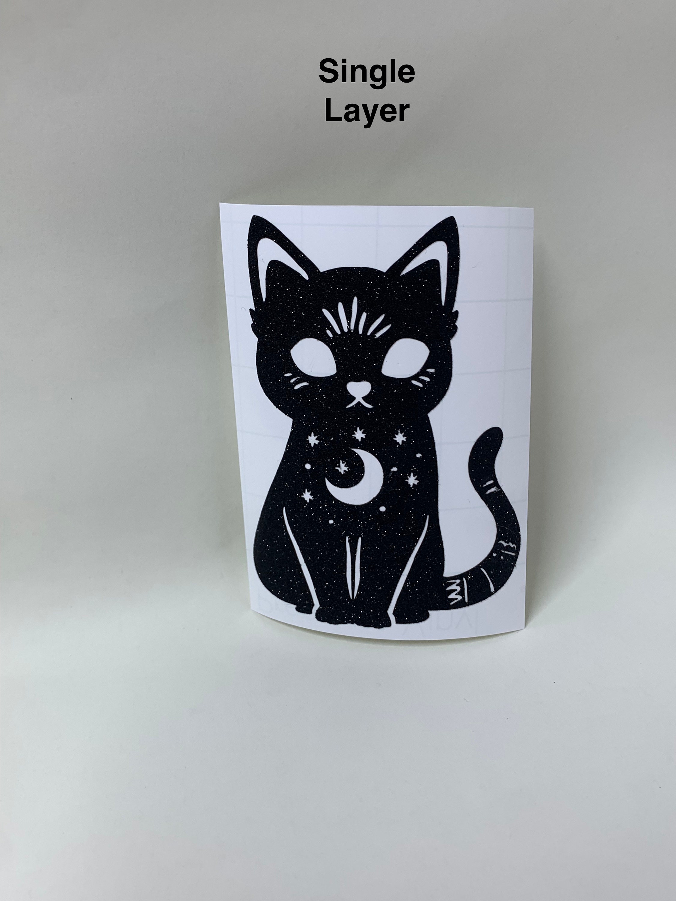 Holographic Kitty Vinyl Sticker | Occult Cat Permanent Decal | Black ...