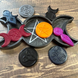 pagan symbol resin charms | wiccan altar tokens | witchy resin trinkets | pagan altar momentos | wiccan symbol talisman | pagan altar decor