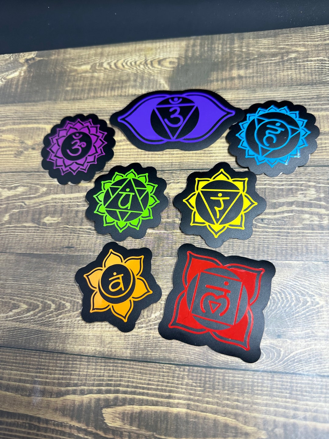 Rainbow Chakra Vinyl Stickers | Black Offset Chakra Sticker Set for ...