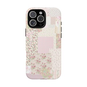 Floral Patchwork Phone Case, Flower Design Tough Cover, Protective Cellphone Case, Unique Floral Pattern Case