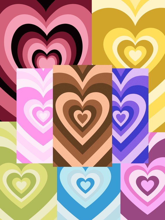 Heart Aesthetic Phone Wallpaper Kit Multiheart Background Digital