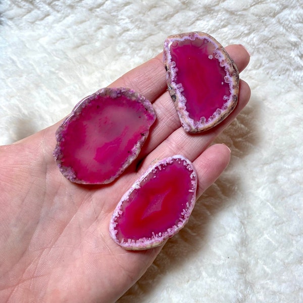 Mini Pink Agate Slice Slab - Agate Slab - Pink Crystal - Healing Crystal - Spiritual Gift