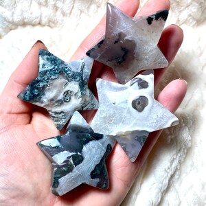 Moss Agate Star Carving - Crystal - Healing Crystal - Spiritual Gift - Druzy Crystal