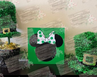 Hidden Mickey 4 Leaf Clover, St. Patrick's Day Clover, Lucky Green Clover, Disney, Tiered Tray Decor, Shamrock