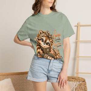 Raccoon Book Lover Shirt, Cute Reading Raccoon Comfort Colors Tee, Bookish Gift for Her, Big Dreams Reader Shirt, Moroccan Gift