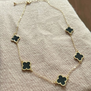 Black & Gold Clover Necklace