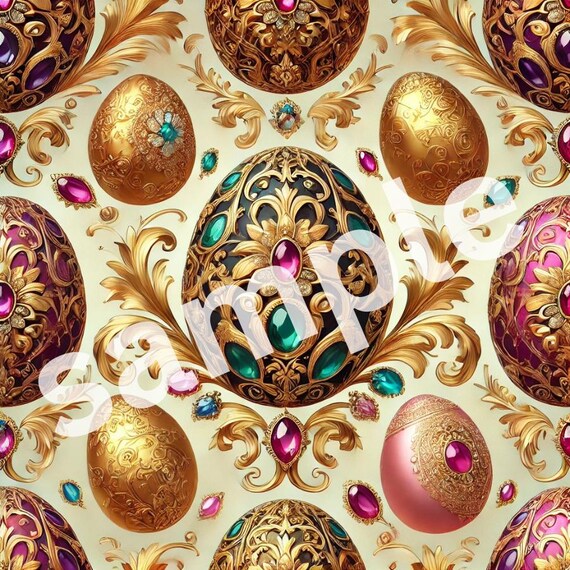 Ornate GOLDEN EGGS festive Easter eggs gift wrapping paper gift pattern (PRINTABLE file only)