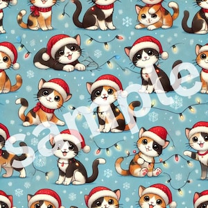 Carta da regalo digitale natalizia con simpatici gatti calico. Adorabile carta da regalo festiva da scaricare e stampare facilmente da soli! (STAMPABILE)
