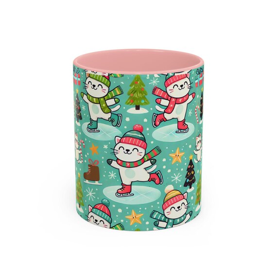 Cute Ice Skating Cats Christmas Mug, Festive and Stylish for the Holidays!