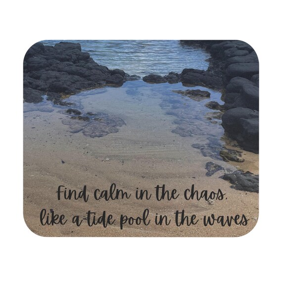 Serene Mouse Pad, Coastal Decor, Inspirational Office Accessory, Beach Vibes Gift, Unique Workspace Decor, Calm in Chaos Design