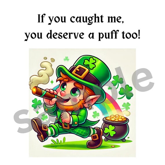 Funny Smoking Sticker | St. Patrick’s Day Digital Sticker | Naughty Stoner Leprechaun | 3x3 Printable Sticker | Party Leprechaun Digital
