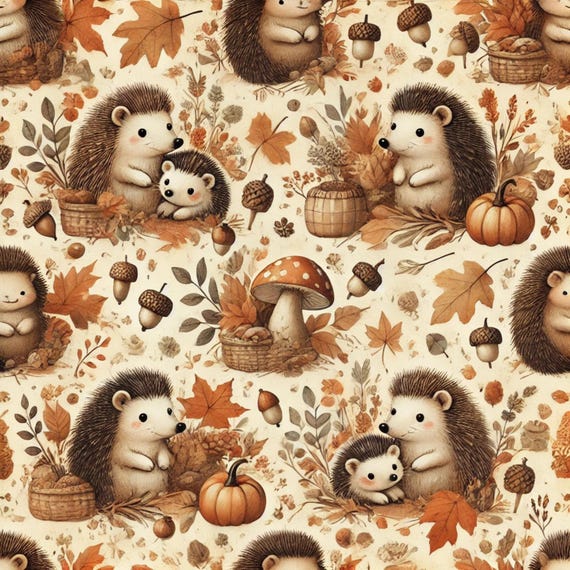 HEDGEHOGS family trendy Thanksgiving pattern for 2024