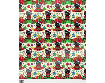 Katzen-Weihnachtsgeschenkpapier, schwarze Katzen in Pullover-Geschenkverpackung, lustige Feiertags-Katzenliebhaber-Geschenkverpackung, coole Katzengeschenkverpackung, festliches Katzenthema