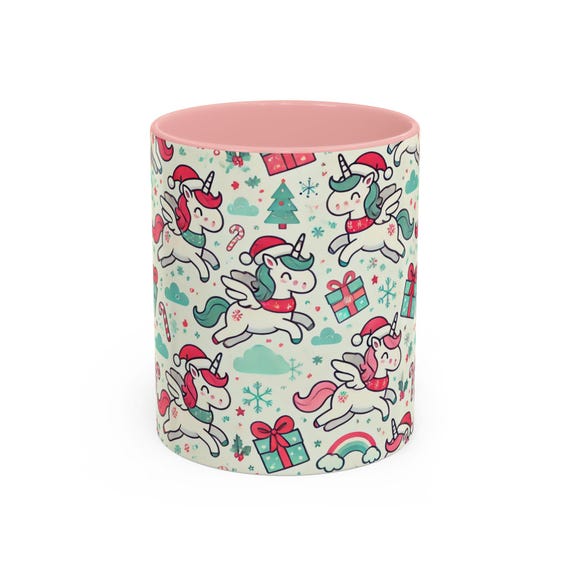 Unicorn Christmas Mug, Cute Holiday Ceramic Cup for Coffee or Tea, Unique Xmas Gift Idea, Festive Kitchen Decor, 11oz or 15oz Sizes