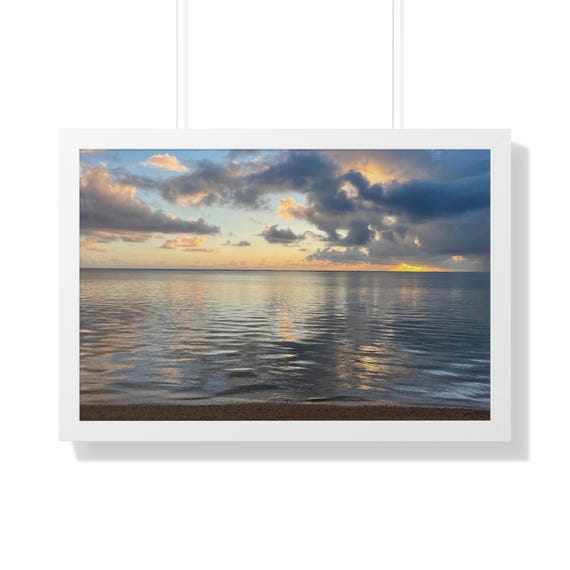 KAUAI Serene Horizon Framed Poster | Ocean Sunset Wall Art, Nature Decor, Calming Home Aesthetic, Gift for Beach Lovers, Coastal Island