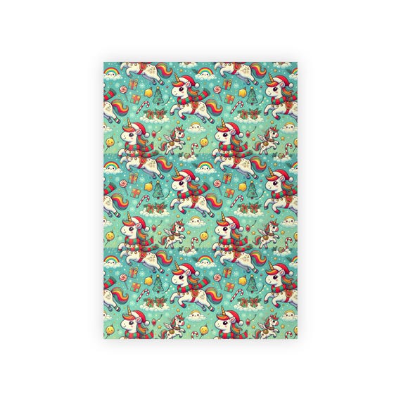 Cute Unicorn Christmas Wrapping Paper Premium Satin Finish, Sustainable and Recyclable