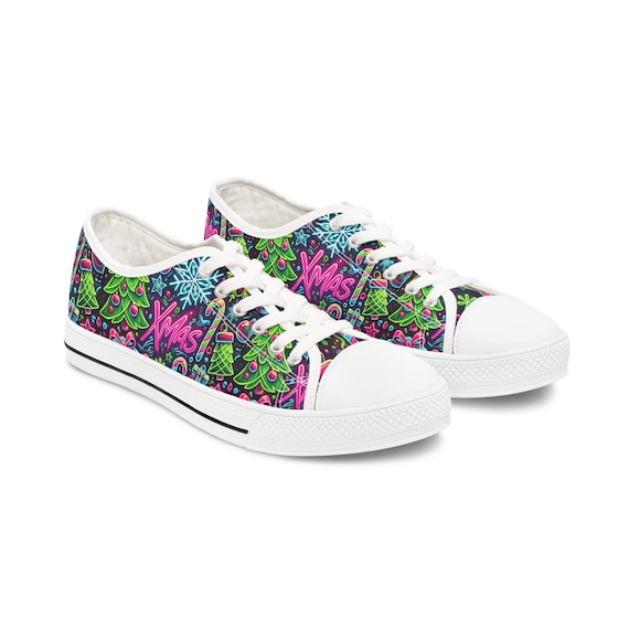 Christmas Graffiti NEON Women's Low Top Sneakers
