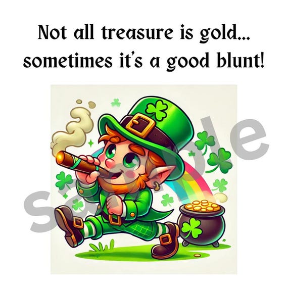 Funny SMOKING Leprechaun | St. Patrick’s Day weed Digital Sticker | Stoner Leprechaun | Party Leprechaun joint | Smoking blunt Sticker 420