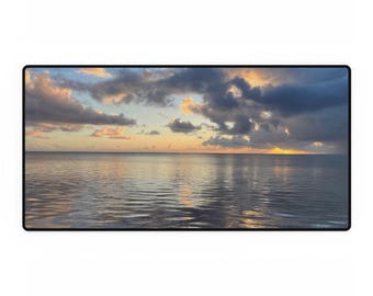 Serene Ocean Schreibtischmatte, Küstenthema Schreibtischmatte, Bürodeko, Meditationsraum, Geschenk für Meeresliebhaber, Home Office Essentials, einzigartiger Schreibtisch