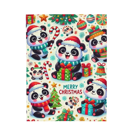 Cute PANDAs Christmas Velveteen Plush Blanket (on trend in 2024)