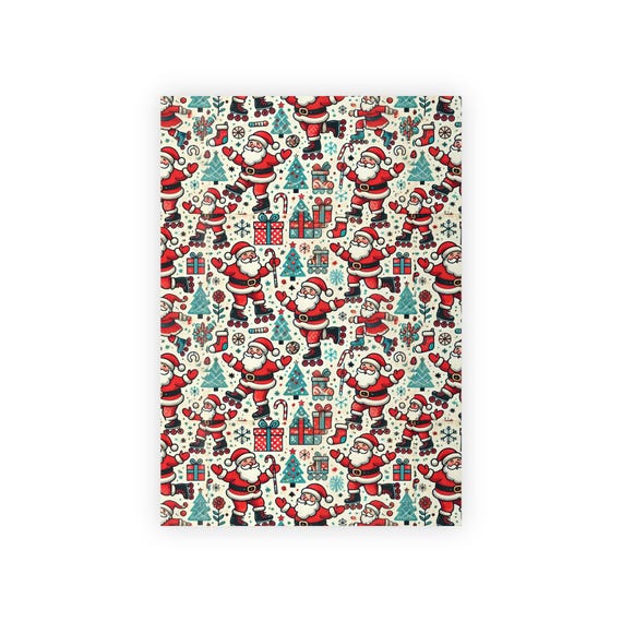 Roller Skating Santa Wrapping Paper Fun and Cute Christmas Gift Wrap Perfect for Holiday Presents Parties Festive Decorations and More