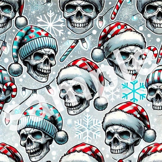 Cool Christmas SKULLS Gift Wrap, Festive Holiday Paper, Fun Xmas Gift Wrap, Unique digital, Christmas Skulls (PRINTABLE VERSION)