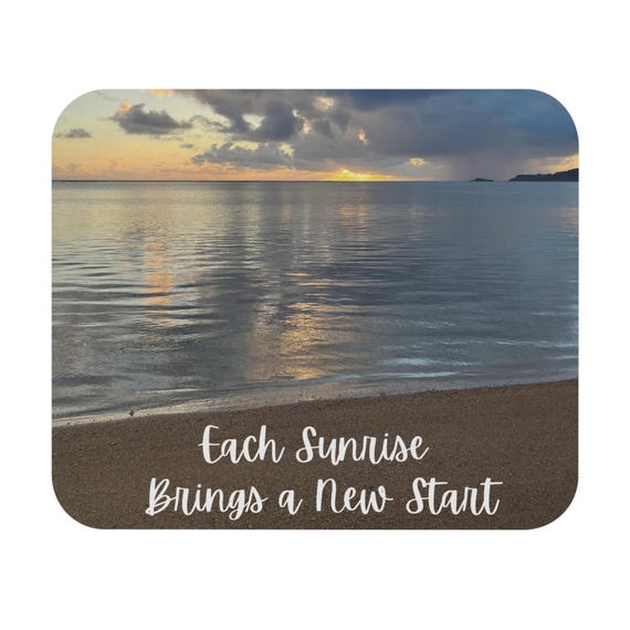 Inspirational Sunrise Mouse Pad, Motivational Desk Accessory, Office Decor, Gift for Remote Workers, Serenity in Workspace, Beach Vibe