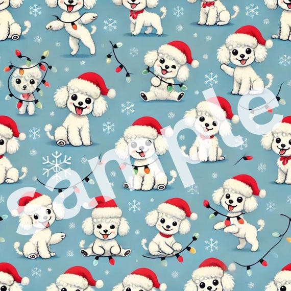 MINI POODLES!!!  Christmas gift wrap paper pattern