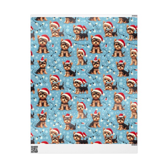 Christmas Wrapping Papers, Yorkie Dog Gift Wrap, Holiday Gift Wrapping, Cute Pet Lover Present, Festive Gift Packaging, Dog Christmas Decor