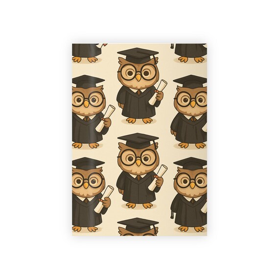 Whimsical Owl Graduation Gift Wrapping Paper, Celebrate Success, Unique Gift Wrap for Graduates, Owl Print, Academic Celebration