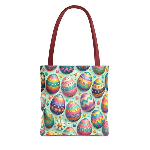Colorful Easter Egg Tote Bag, Spring Festival Tote, Perfect for Easter Celebrations, Cute and Functional Shopping Bag, Gifts for Her
